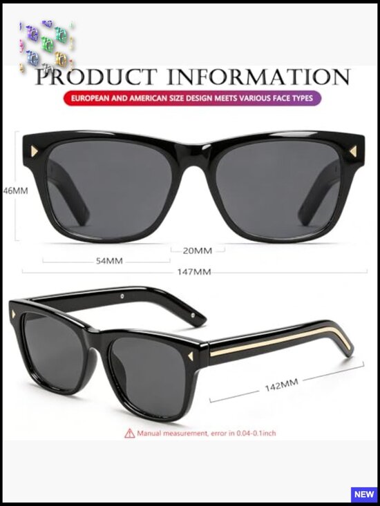 Retro Square Sunglasses Classic Thick Frame UV Protection Unisex Shades